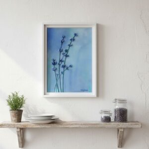 Lavender Textured String Art in Blue, Cottagecore Decor