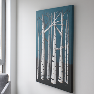 Aspen or Beech Trees String Art Abstract Forest Painting