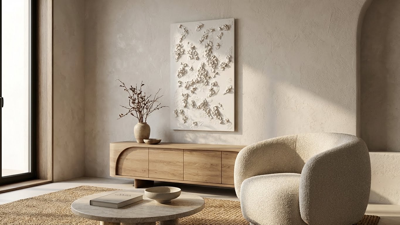 Abstract Tree Lichen Textured Wall Art White on White - Image 6