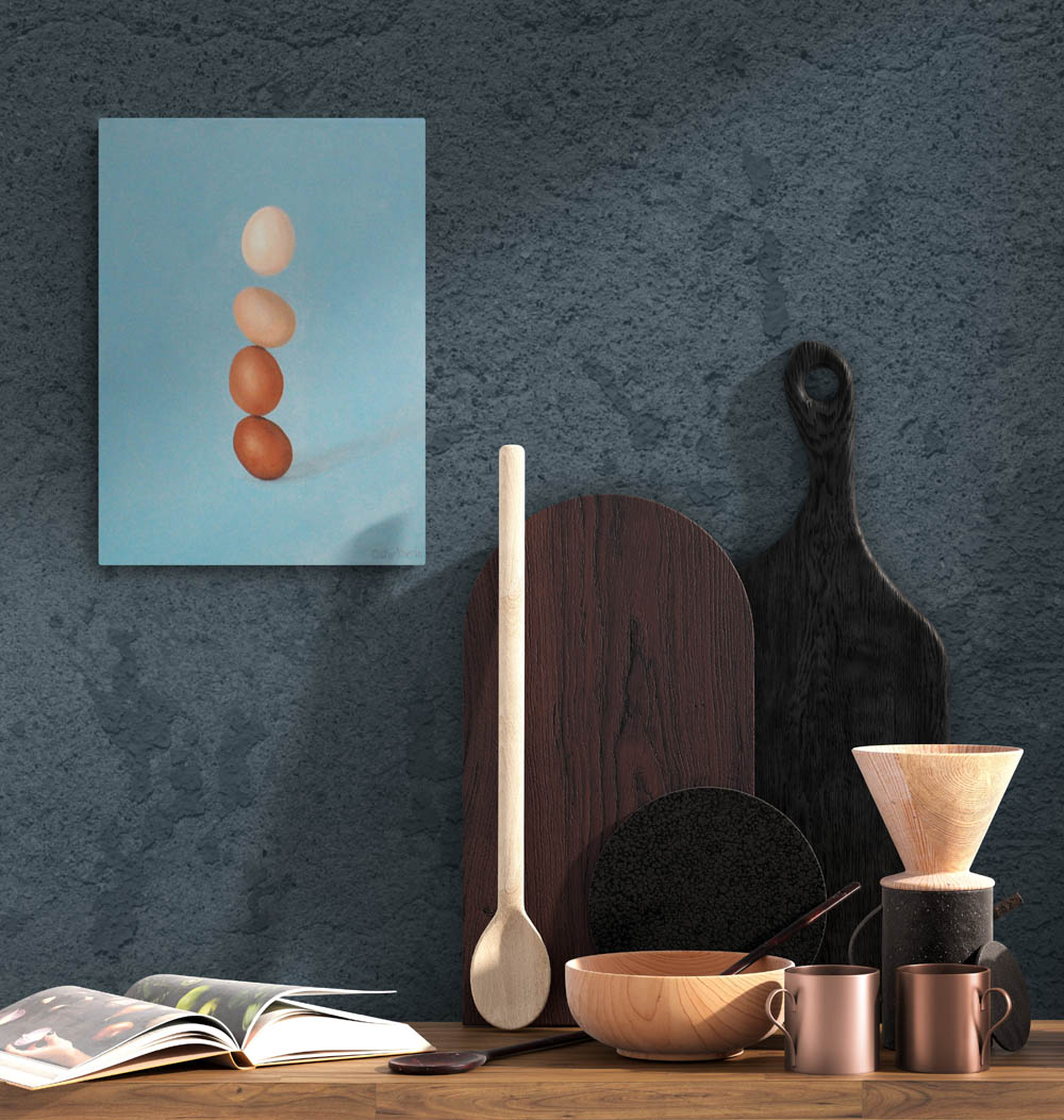 Stacked Eggs Cairn Surrealism Wall Art Painting