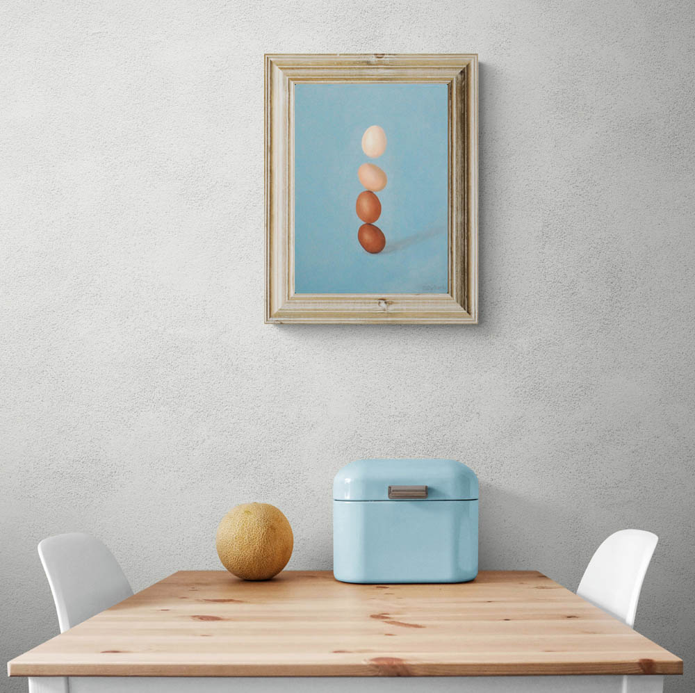 Stacked Eggs Cairn Surrealism Wall Art Painting - Image 2