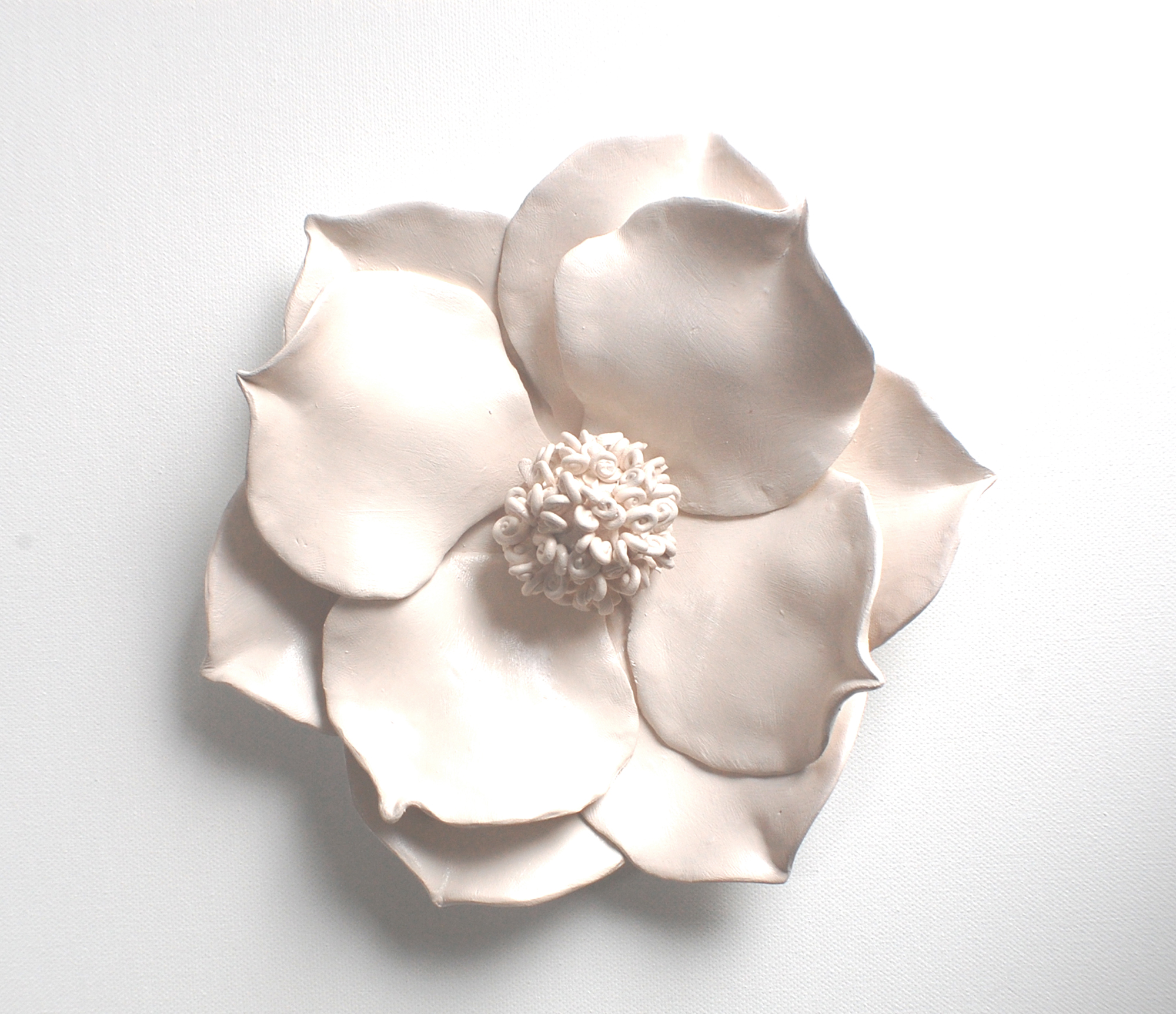 Magnolia Flower Sculpture Wall Art in Cream - Image 3