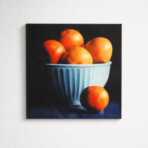 Oranges in Vintage Blue Bowl Original Still Life Oil Painting