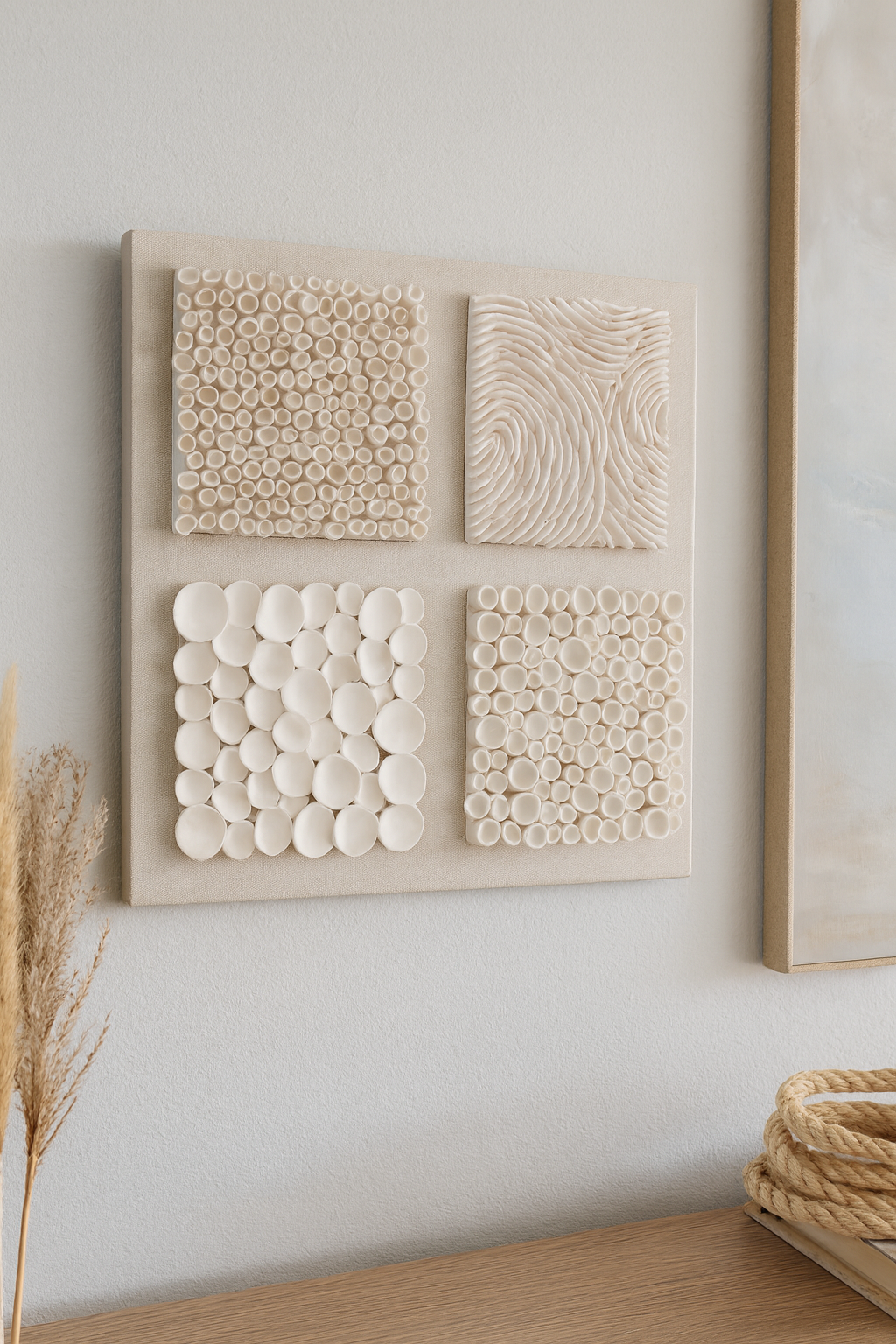 Beach House Coastal Decor Sea Textures Square Wall Sculptures, Set of 4 - Image 8