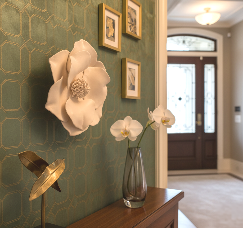 Magnolia Flower Sculpture Wall Art in Cream - Image 5