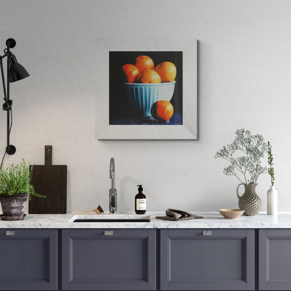 Oranges in Vintage Blue Bowl Original Still Life Oil Painting - Image 3