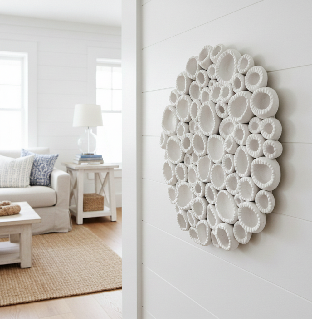 Sea Textures Abstract Round Coral Sculpture