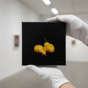 Pears Oil Painting Fruit Still Life Art - Small Moody Chiaroscuro Artwork