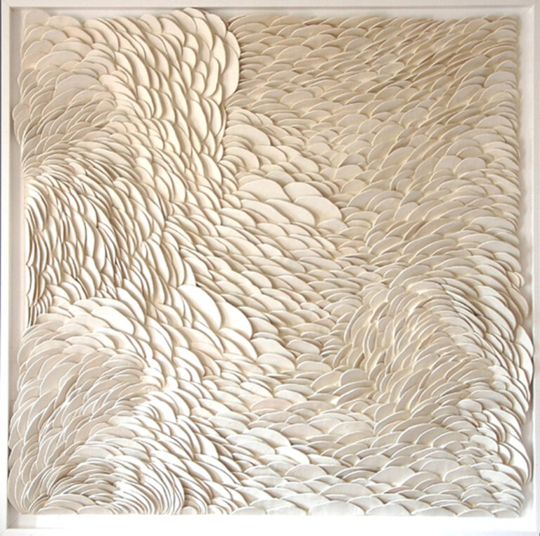 biomorphic wave ceramic wall art in off-white