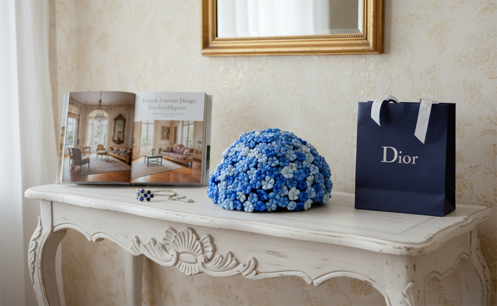 Forget-Me-Not Blue and White Flower Sculpture, Freestanding Statement Piece - Image 3