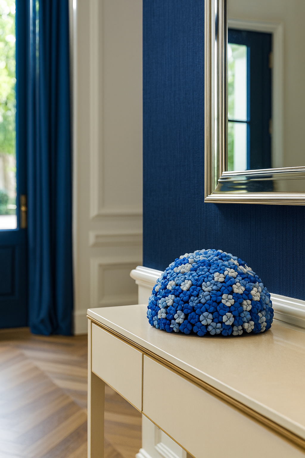 Forget-Me-Not Blue and White Flower Sculpture, Freestanding Statement Piece - Image 13