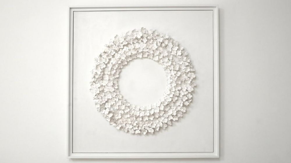 Framed Hydrangea 3D Textured Wall Art in White - Image 9