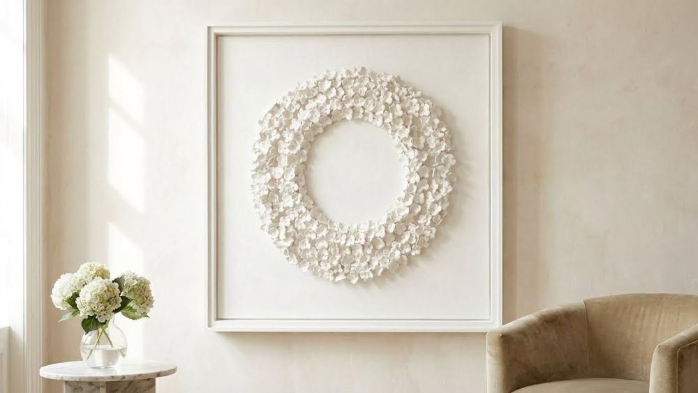 Framed Hydrangea 3D Textured Wall Art in White - Image 5