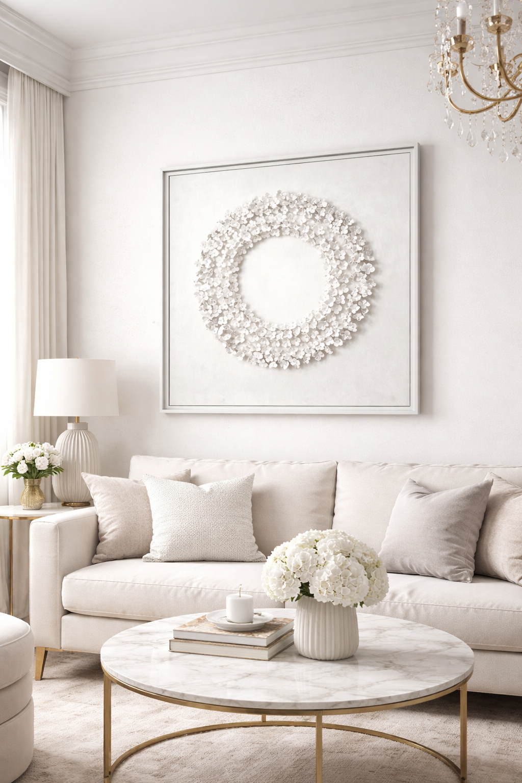Framed Hydrangea 3D Textured Wall Art in White - Image 8