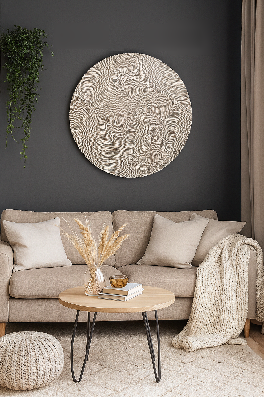 Organic Modern Decor Round Clay Wall Art - Image 2