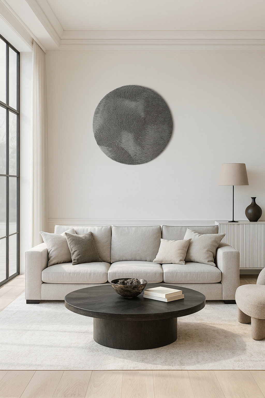 Organic Modern Decor Round Clay Wall Art - Image 3