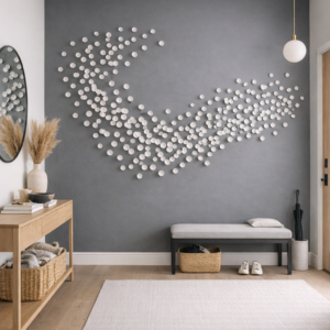 Dimensional Clay Wall Art: Handcrafted Organic Sculptural Installation for Modern Luxury Interiors