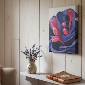 Fuchsia Flower Botanical Wall Art in Pink & Purple