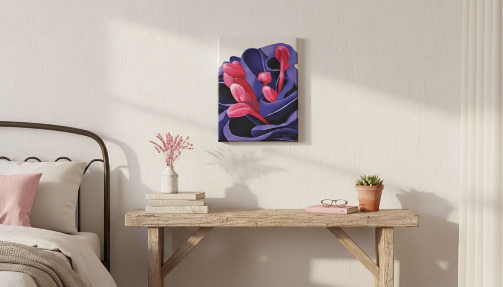 Fuchsia Flower Botanical Wall Art in Pink & Purple - Image 4
