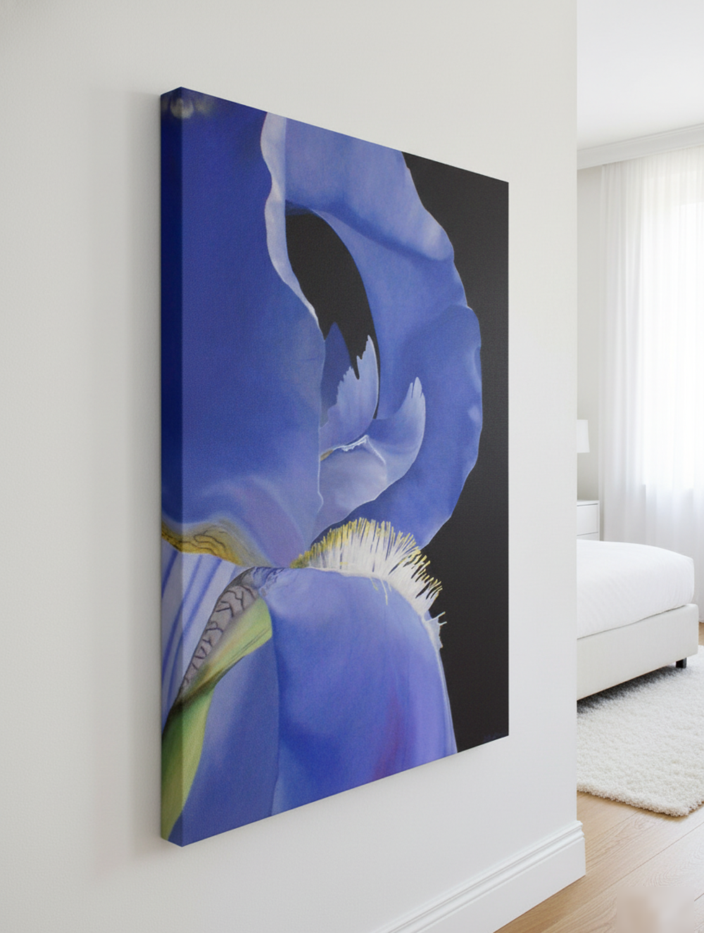 Blue Iris Flower Painting, Elegant Botanical Wall Art