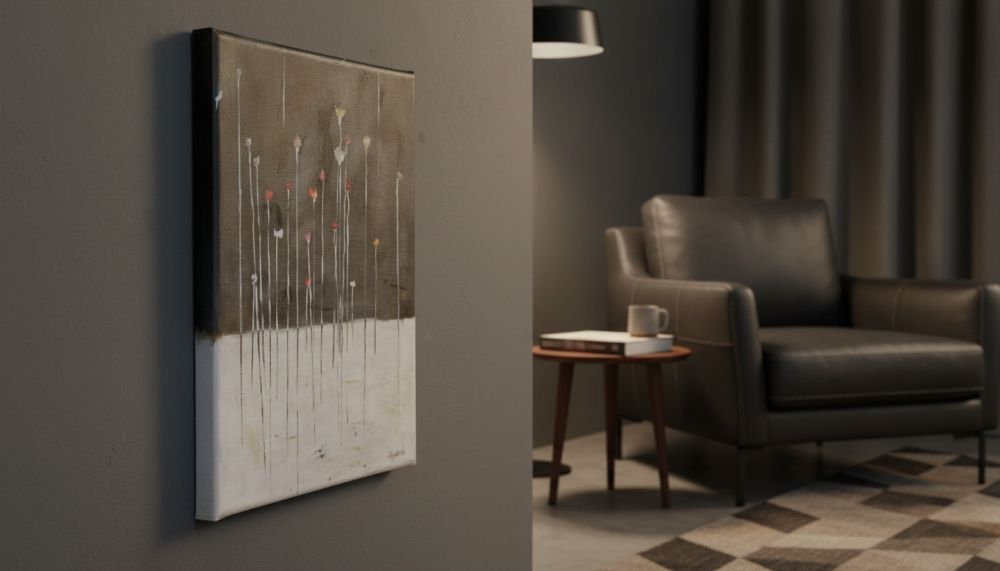 Flower Art Abstract in Black and White with Vibrant Color Accents - Image 2