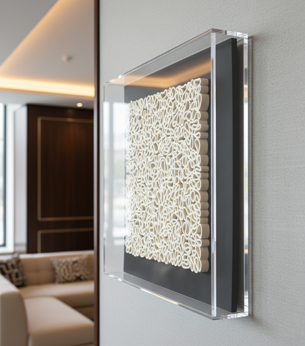 Squiggle Dimensional Wall Art in Off-White, Modern Organic Sculptural Architectural Element