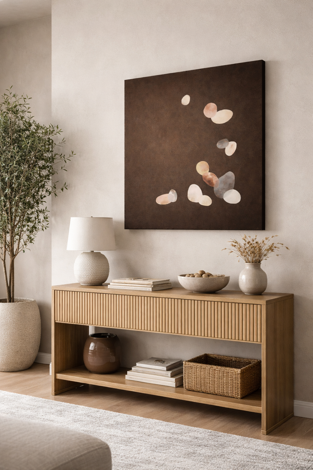 Scandi Minimalist Abstract Painting Neutral Tones Japandi Wall Art, Large Organic Modern Canvas - Image 3