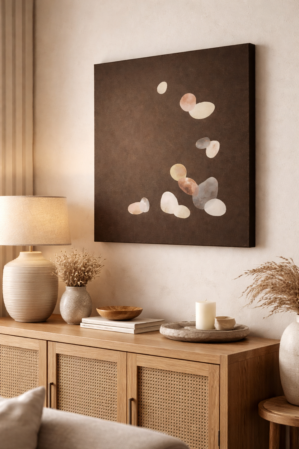 Scandi Minimalist Abstract Painting Neutral Tones Japandi Wall Art, Large Organic Modern Canvas - Image 5