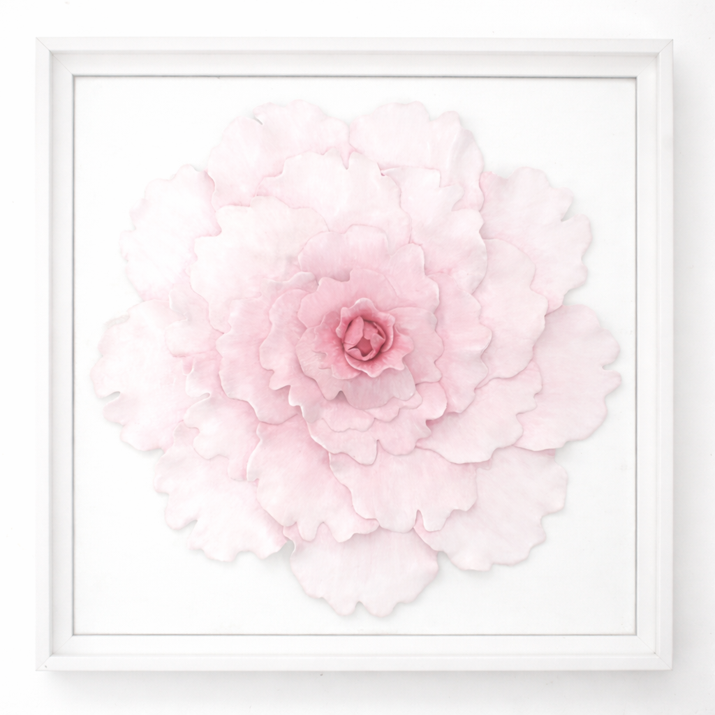 Framed Clay Peony Wall Art – Blush Pink Floral Sculpture, Handmade 3D Flower Decor - Image 5