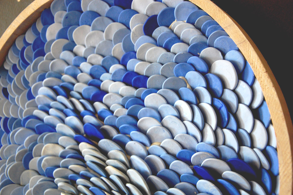 Ocean Ripple Abstract Art: Layered Blue Disc Sculpture, Modern Textured Wall Hanging, Unique Coastal Home Decor - Image 4