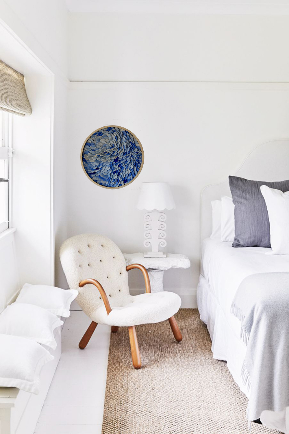 Ocean Ripple Abstract Art: Layered Blue Disc Sculpture, Modern Textured Wall Hanging, Unique Coastal Home Decor - Image 5