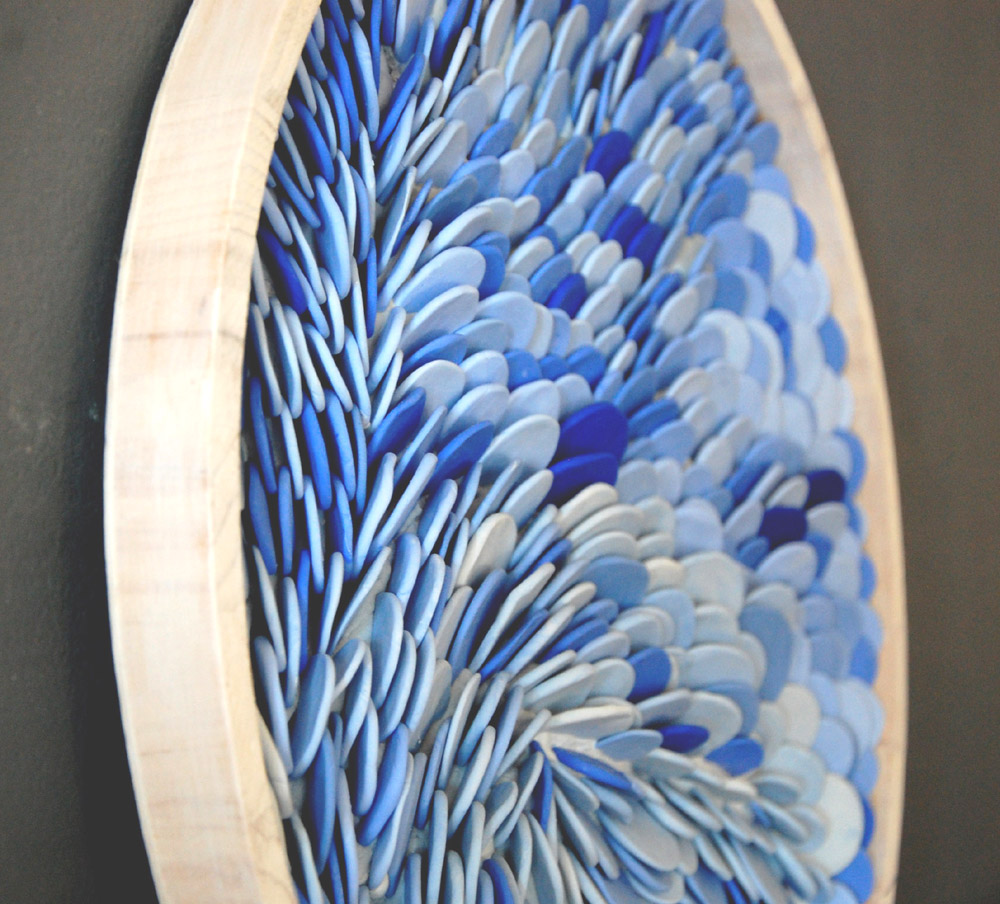 Ocean Ripple Abstract Art: Layered Blue Disc Sculpture, Modern Textured Wall Hanging, Unique Coastal Home Decor - Image 10