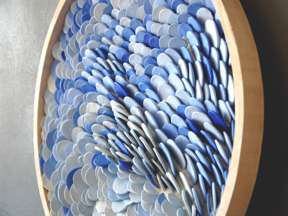 Ocean Ripple Abstract Art: Layered Blue Disc Sculpture, Modern Textured Wall Hanging, Unique Coastal Home Decor - Image 11