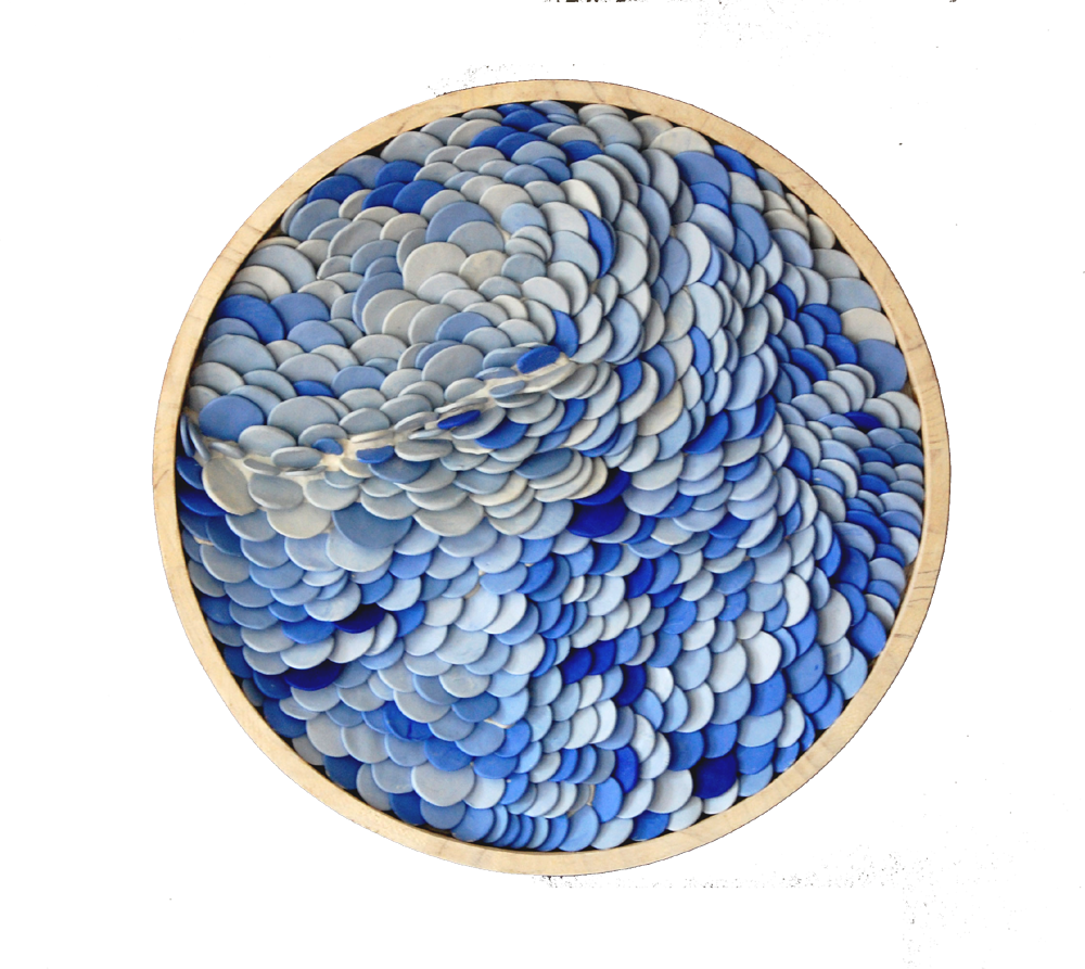 Ocean Ripple Abstract Art: Layered Blue Disc Sculpture, Modern Textured Wall Hanging, Unique Coastal Home Decor - Image 14