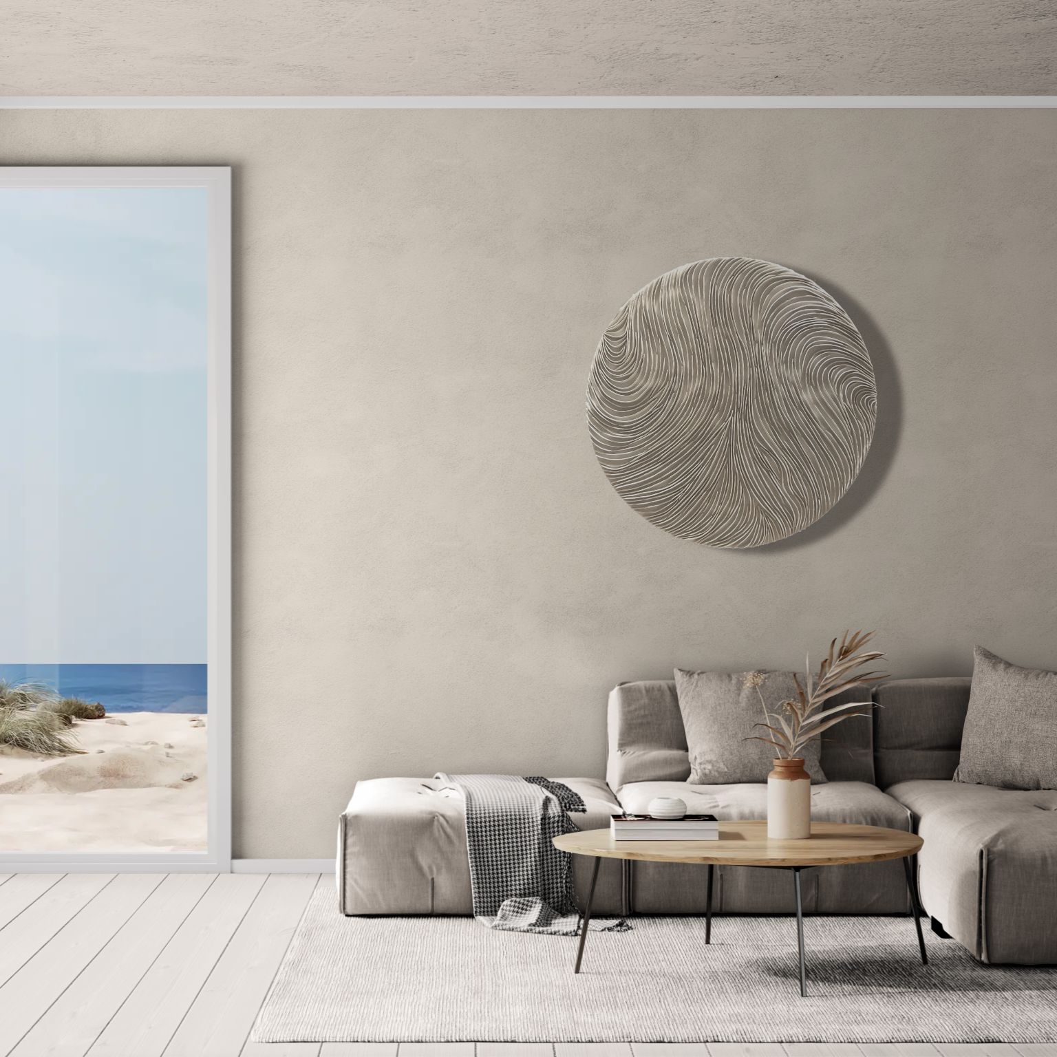 Biomorphic Parametric Off-White Tondo Round Clay Dimensional Wall Art - Image 7