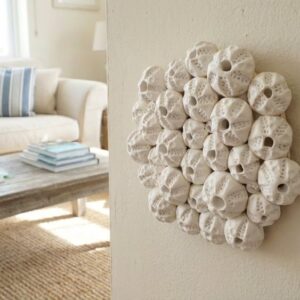 Sea Urchins Wall Sculpture in White, Beach House Decor Gift