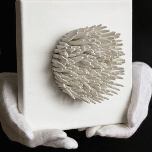 Abstract Off-White Clay Wall Art Minimalist Sculpture