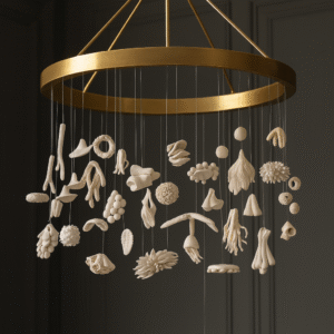 Coastal Clay Mobile Coral Reef Sculpture Set • Modern Coastal Decor