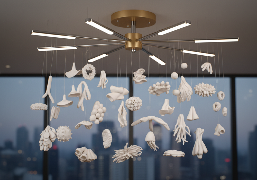 Coastal Clay Mobile Coral Reef Sculpture Set • Modern Coastal Decor - Image 14