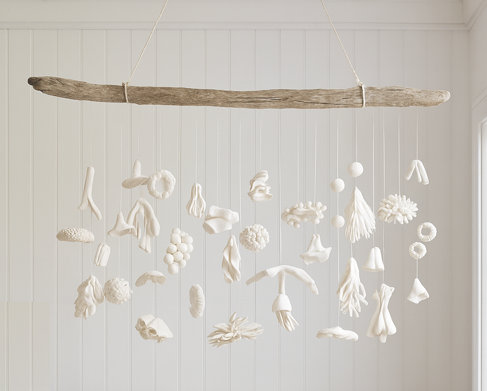 Coastal Clay Mobile Coral Reef Sculpture Set • Modern Coastal Decor - Image 11