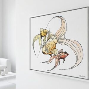 Fantail Goldfish 3D Pen Art Drawing, Goldfish Betta Fish Painting, Japanese Koi Fish Line Art