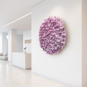 Lilac Flower Wall Sculpture, Feminine Romantic Luxury Interior Design Art