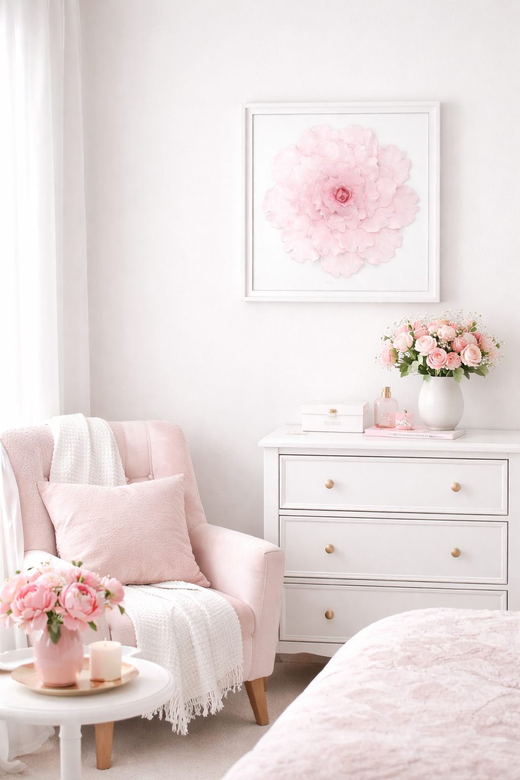 Framed Clay Peony Wall Art – Blush Pink Floral Sculpture, Handmade 3D Flower Decor - Image 6