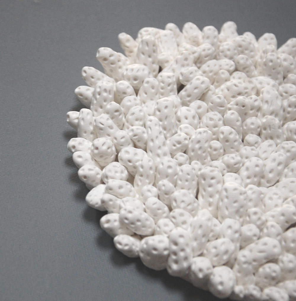 Sea Textures Clay Wall Sculpture in White - Image 7