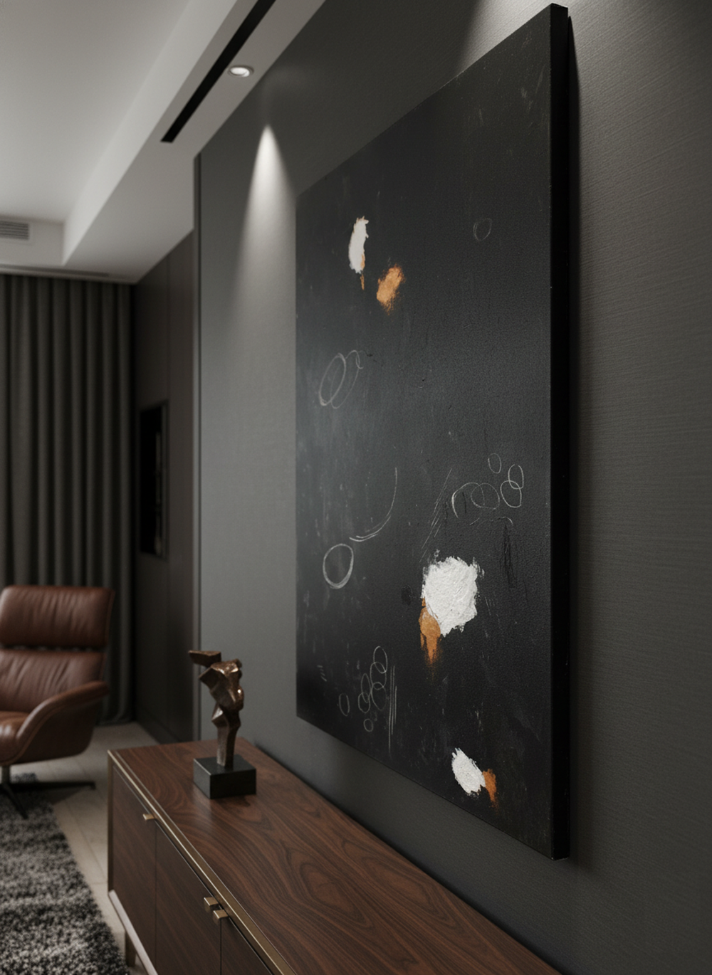 Original Black Modern Abstract Copper Painting, One-of-a-Kind Wall Art - Image 2