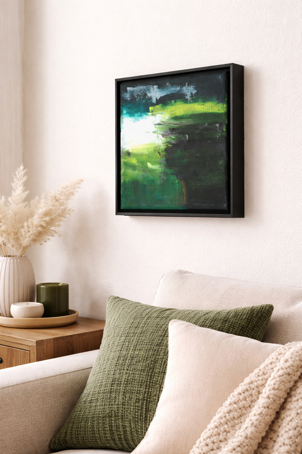 Green Abstract Small Palette Knife Painting, Art Gift for Modern Home - Image 5