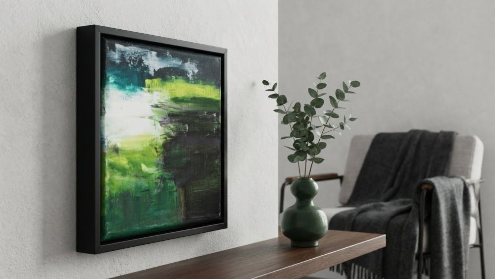 Green Abstract Small Palette Knife Painting, Art Gift for Modern Home - Image 4
