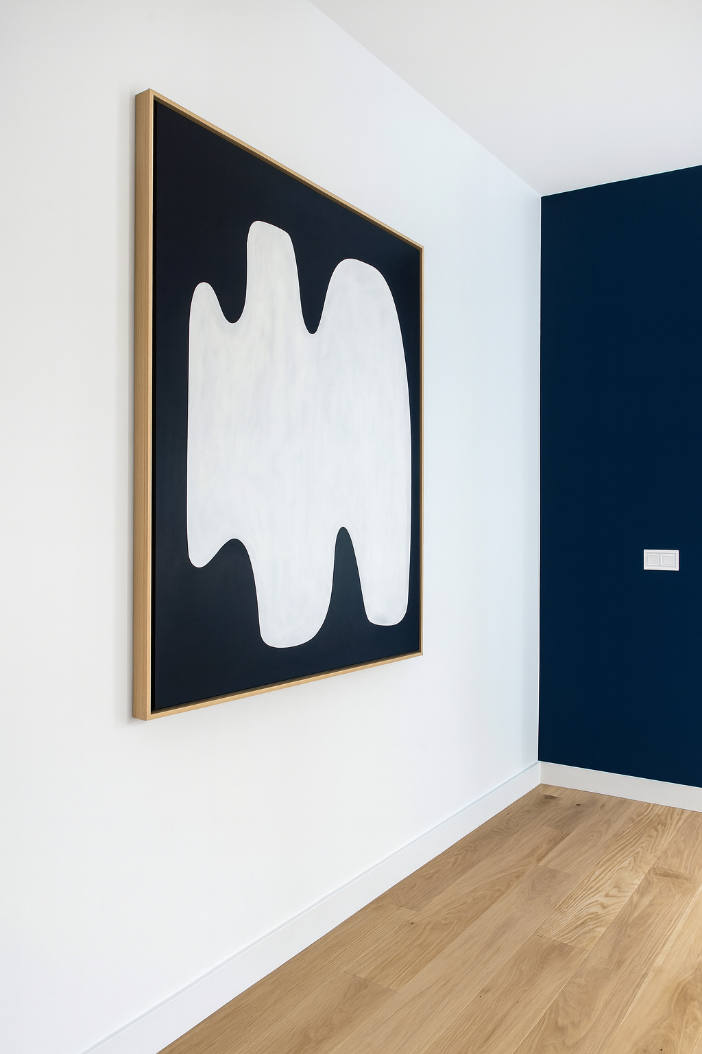 Navy Blue Extra Large Modern Abstract Organic Shapes Wabi Sabi Wall Art - Image 2