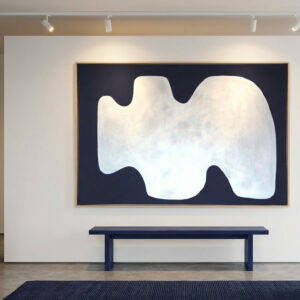 Navy Blue Extra Large Modern Abstract Organic Shapes Wabi Sabi Wall Art