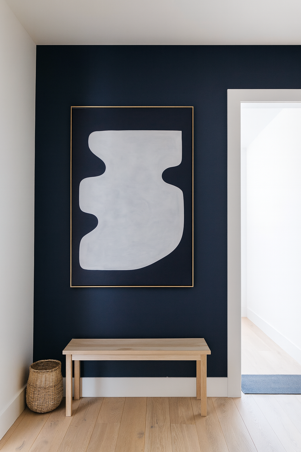 Navy Blue Extra Large Modern Abstract Organic Shapes Wabi Sabi Wall Art - Image 10
